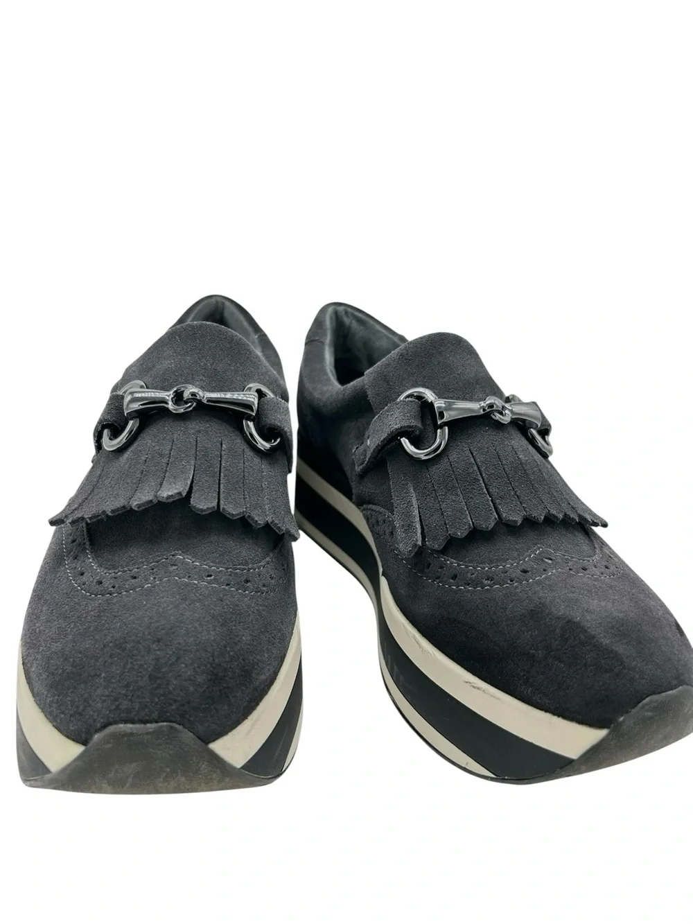 Dolce Vita Jhax Platform Sneaker Loafers Size 9 Light Black Suede Kiltie Fringe